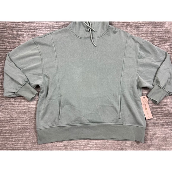 Harmony Balance Hoodie Womens Small Green Long‎ Sleeve Cotton Blend NWT - Picture 3 of 15